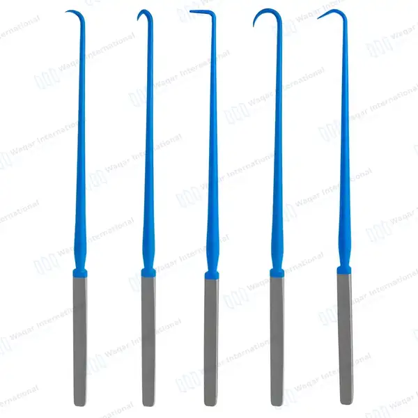 5 Pcs Emmett Uterine Tenaculum Hook Set – Blue Coated - surgical instruments manufactured by Waqar International, Sialkot - view 2