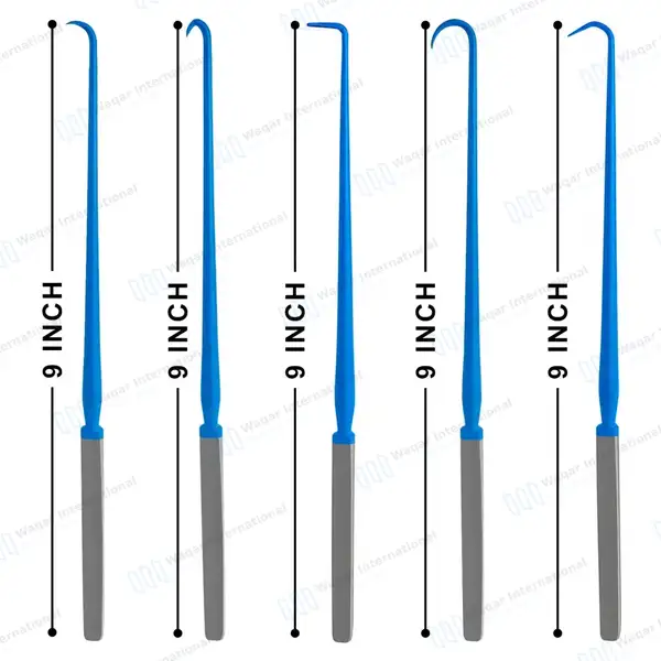5 Pcs Emmett Uterine Tenaculum Hook Set – Blue Coated - surgical instruments manufactured by Waqar International, Sialkot - view 3