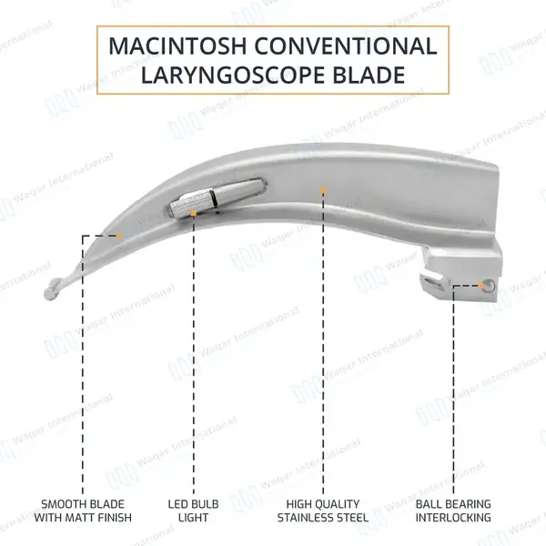 4 Macintosh Conventional Blades #1, #2, #3, #4 - surgical instruments manufactured by Waqar International, Sialkot - view 4