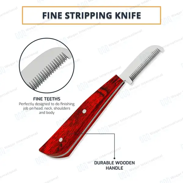 6 Pcs Stripping and Carding Knives Set – Garnish Red Handle - veterinary instruments manufactured by Waqar International, Sialkot - view 7