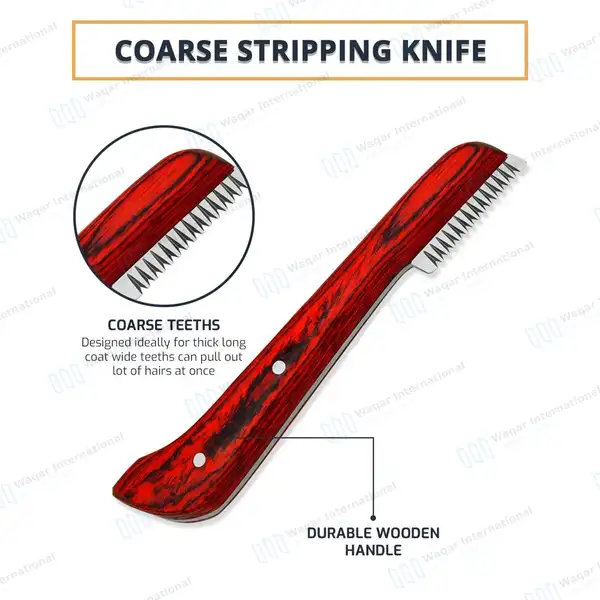 6 Pcs Stripping and Carding Knives Set – Garnish Red Handle - veterinary instruments manufactured by Waqar International, Sialkot - view 8