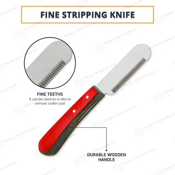 6 Pcs Stripping and Carding Knives Set – Multi Color Handle - veterinary instruments manufactured by Waqar International, Sialkot - view 4