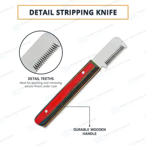 6 Pcs Stripping and Carding Knives Set – Multi Color Handle - veterinary instruments manufactured by Waqar International, Sialkot - view 5