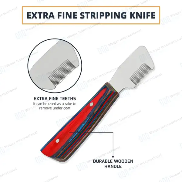 6 Pcs Stripping and Carding Knives Set – Multi Color Handle - veterinary instruments manufactured by Waqar International, Sialkot - view 6