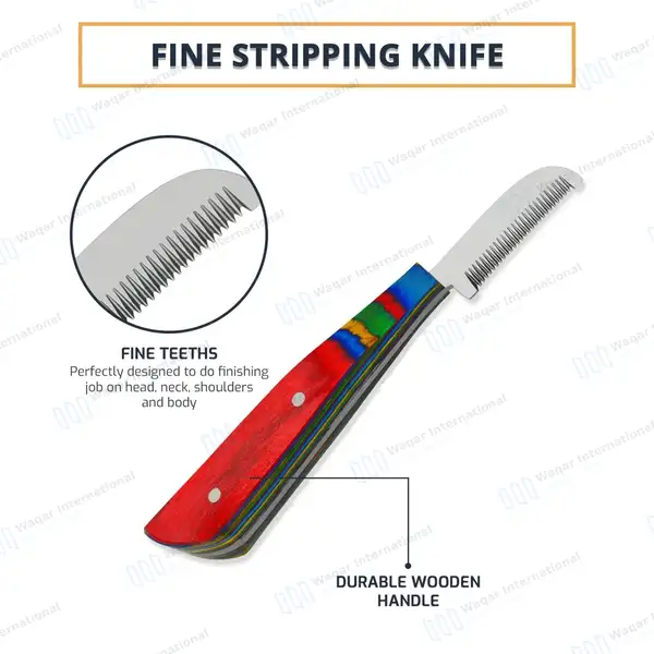 6 Pcs Stripping and Carding Knives Set – Multi Color Handle - veterinary instruments manufactured by Waqar International, Sialkot - view 7