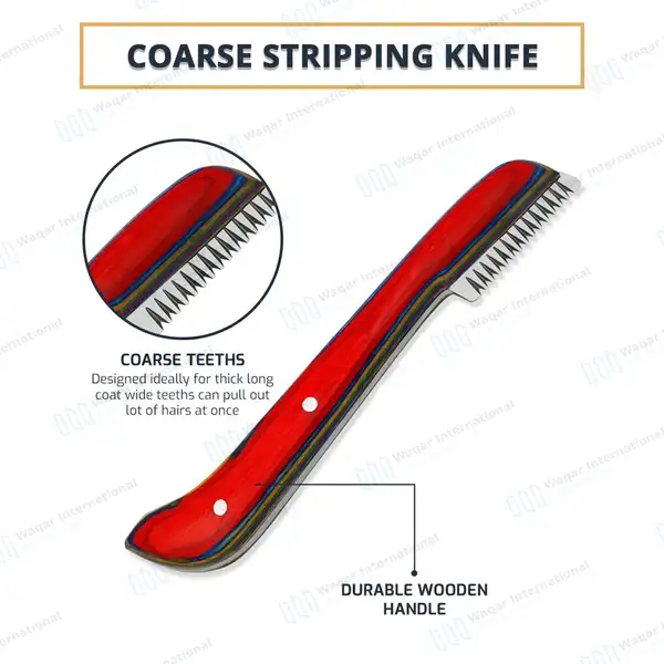 6 Pcs Stripping and Carding Knives Set – Multi Color Handle - veterinary instruments manufactured by Waqar International, Sialkot - view 8