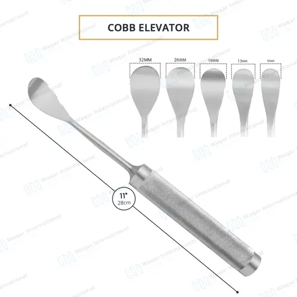 5 Pcs Cobb Spinal Elevators Set 10mm – 32mm Wide Blade - orthopedic instruments manufactured by Waqar International, Sialkot - view 3