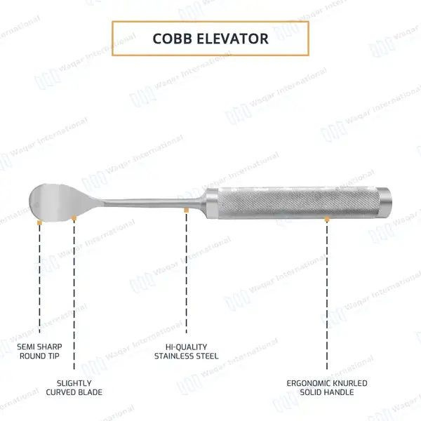 5 Pcs Cobb Spinal Elevators Set 10mm – 32mm Wide Blade - orthopedic instruments manufactured by Waqar International, Sialkot - view 4