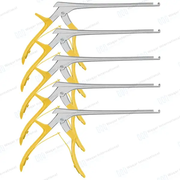 5 Kerrison Rongeurs 7″ Gold 90° Up Thin Footplate 1mm-5mm Bite - surgical instruments manufactured by Waqar International, Sialkot - view 7