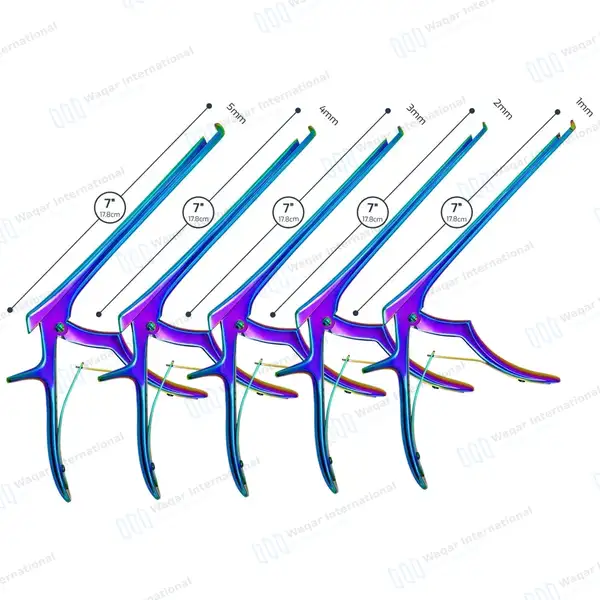 5 Rainbow Kerrison Rongeurs 7″ Shaft 40° Up Thin Footplate 1mm-5mm Bite - surgical instruments manufactured by Waqar International, Sialkot - view 3