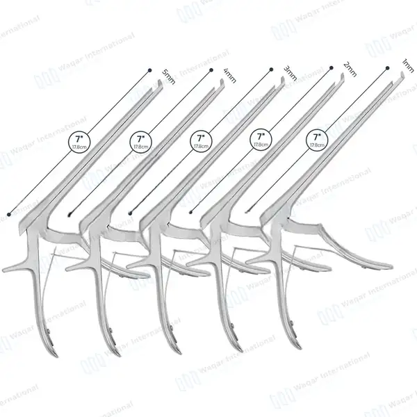 5 Pcs Kerrison Rongeurs Set 7″ Shaft 40° Up Thin Footplate 1mm-5mm Bite - surgical instruments manufactured by Waqar International, Sialkot - view 3