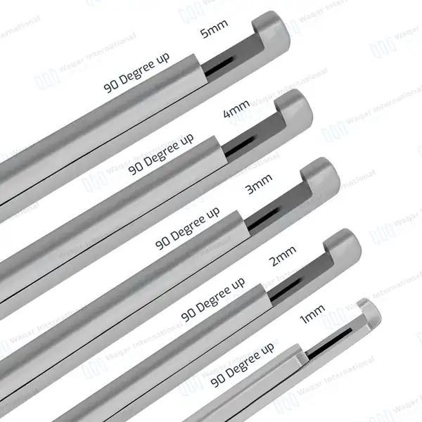 5 Kerrison Rongeurs Set 7″ Shaft 90° Up Thin Footplate 1mm-5mm Bite - surgical instruments manufactured by Waqar International, Sialkot - view 2