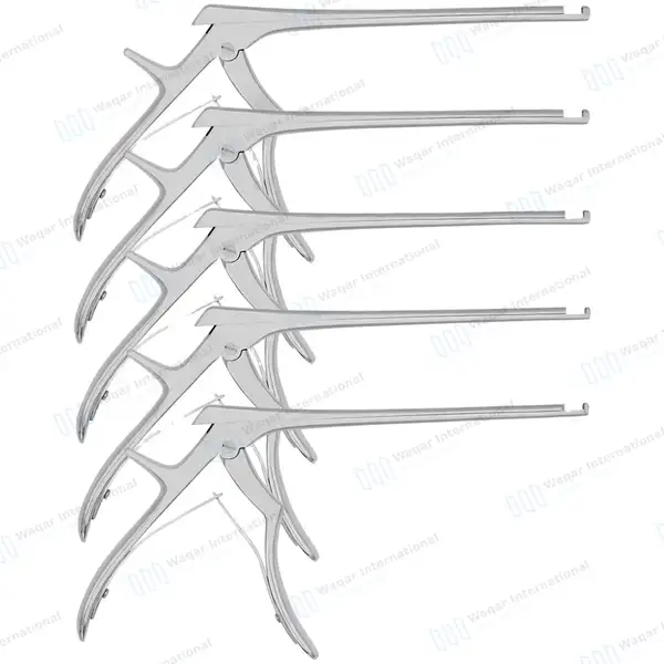 5 Kerrison Rongeurs Set 7″ Shaft 90° Up Thin Footplate 1mm-5mm Bite - surgical instruments manufactured by Waqar International, Sialkot - view 6