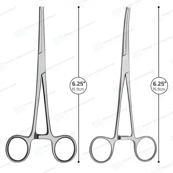 2 Rochester Ochsner Forceps 6.25″ Straight & Curved 1×2 Teeth Serrated Jaws - surgical instruments manufactured by Waqar International, Sialkot - view 3