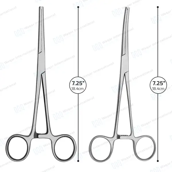 2 Rochester Ochsner Forceps 7.25″ Straight & Curved 1×2 Teeth Serrated Jaws - surgical instruments manufactured by Waqar International, Sialkot - view 3
