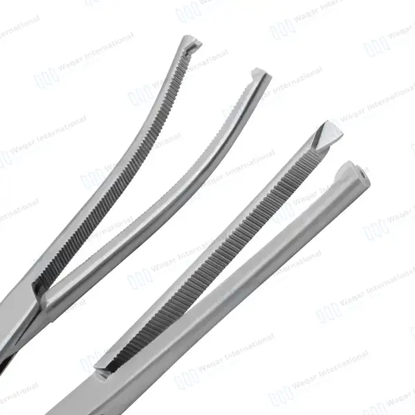 2 Rochester Ochsner Forceps 8″ Straight & Curved 1×2 Teeth Serrated Jaws - surgical instruments manufactured by Waqar International, Sialkot - view 2