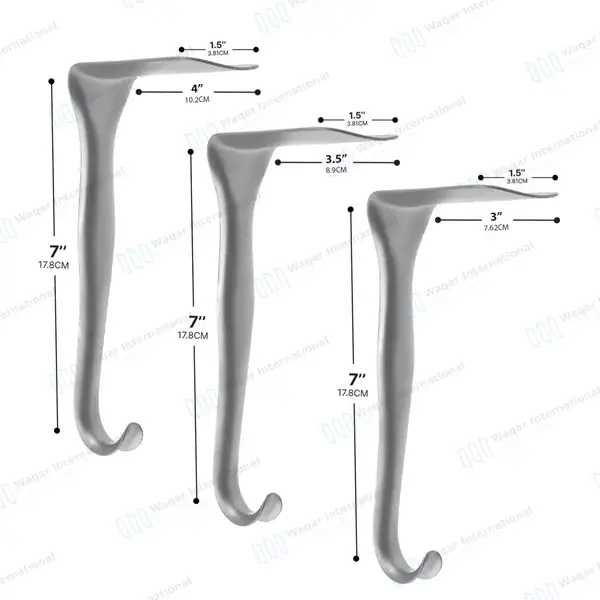 3 Pcs Jackson Vaginal Retractor Set 7″ (17.8 cm) Small, Medium & Large - surgical instruments manufactured by Waqar International, Sialkot - view 3