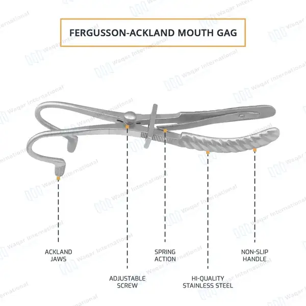 Fergusson-Ackland Mouth Gag 8″ - surgical instruments manufactured by Waqar International, Sialkot - view 3