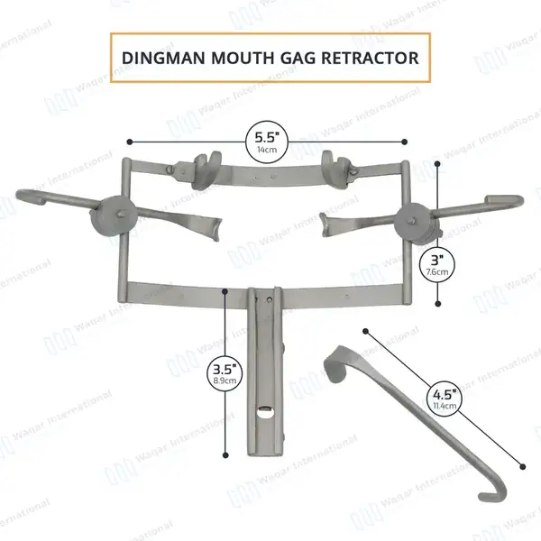 Dingman Mouth Gag Retractor with 3 Blades Set Oral Dental Instrument - surgical instruments manufactured by Waqar International, Sialkot - view 4