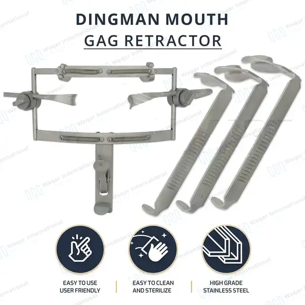Dingman Mouth Gag Retractor with 3 Blades Set Oral Dental Instrument - surgical instruments manufactured by Waqar International, Sialkot - view 10
