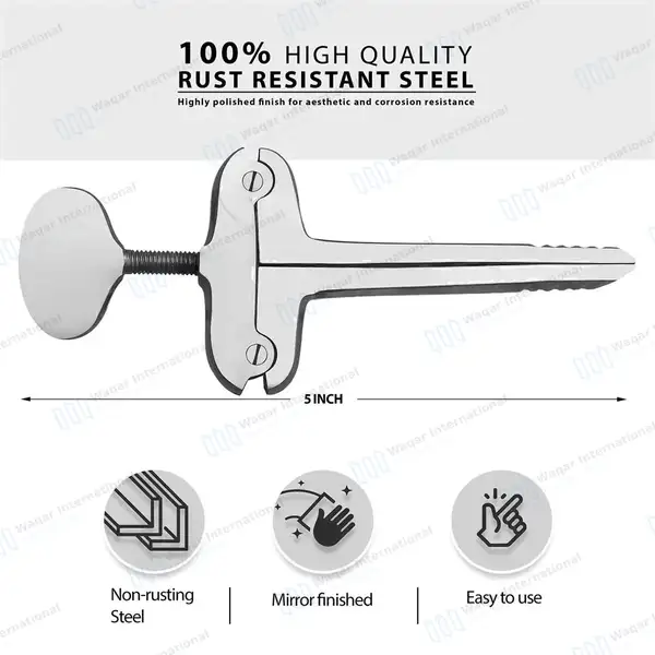 Heister Mouth Gag 5″ Serrated Jaws with Screw-Lock - surgical instruments manufactured by Waqar International, Sialkot - view 2