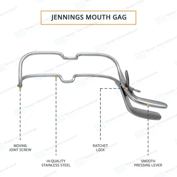Jenning Mouth Gag 5″ Surgical Dental Anesthesia Instrument - surgical instruments manufactured by Waqar International, Sialkot - view 2