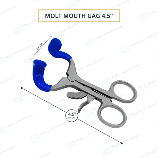 Molt Mouth Gag Blue 4.5″ Dental Surgical - surgical instruments manufactured by Waqar International, Sialkot - view 3