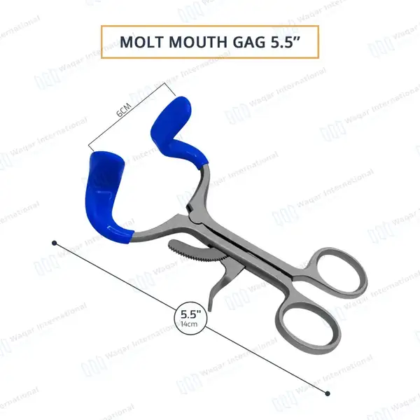Molt Mouth Gag Blue 5.5″ Dental Surgical - surgical instruments manufactured by Waqar International, Sialkot - view 3