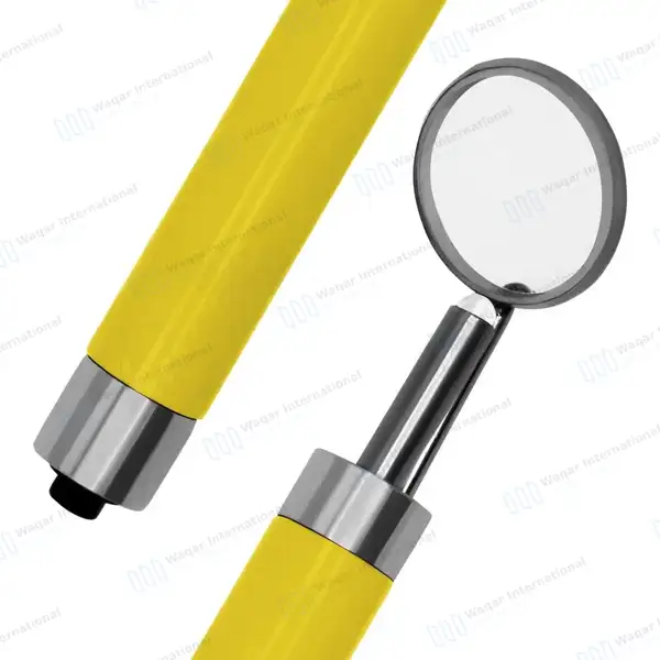 Dental Mirror with Light – Yellow Color Handle - surgical instruments manufactured by Waqar International, Sialkot - view 5