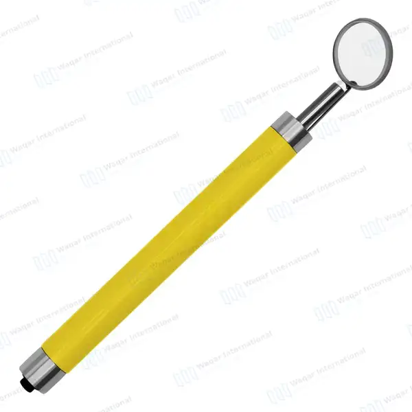 Dental Mirror with Light – Yellow Color Handle - surgical instruments manufactured by Waqar International, Sialkot - view 6