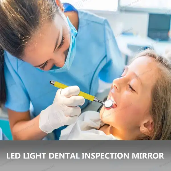 Dental Mirror with Light – Yellow Color Handle - surgical instruments manufactured by Waqar International, Sialkot - view 7