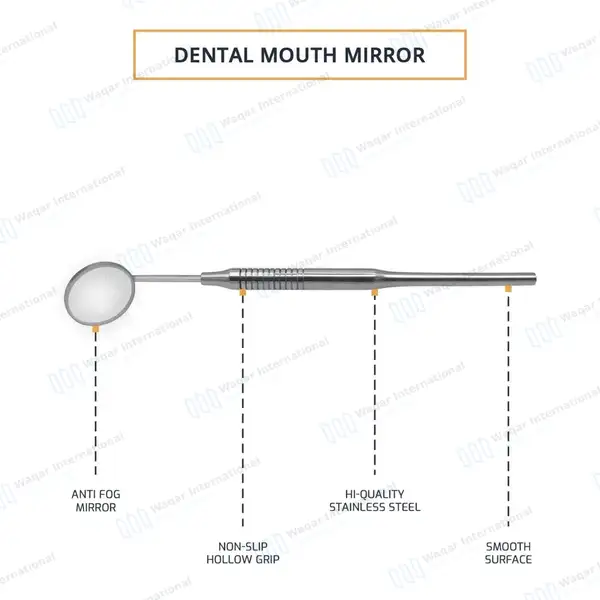 Dental Mouth Mirror #5 with Hollow Handle - surgical instruments manufactured by Waqar International, Sialkot - view 3