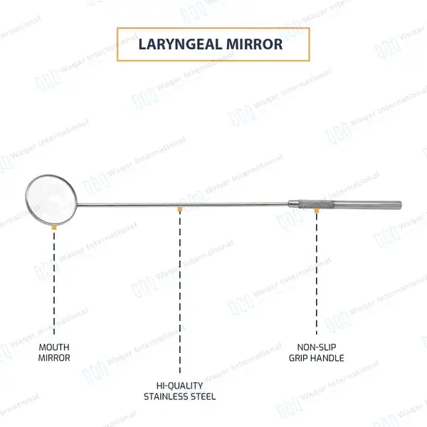 7 Pcs Laryngeal Mirrors Set #0, #1, #2, #3, #4, #5, #6 - surgical instruments manufactured by Waqar International, Sialkot - view 3