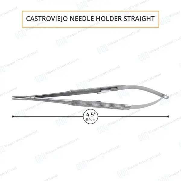 Castroviejo Micro Needle Holder 4.5″ Straight with Smooth Tip - surgical instruments manufactured by Waqar International, Sialkot - view 4