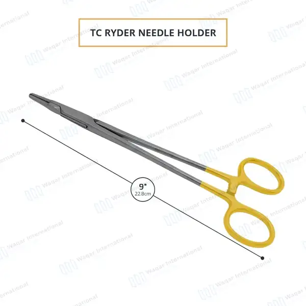 TC Ryder Needle Holder 9″ Serrated Tungsten Carbide Inserts - surgical instruments manufactured by Waqar International, Sialkot - view 3