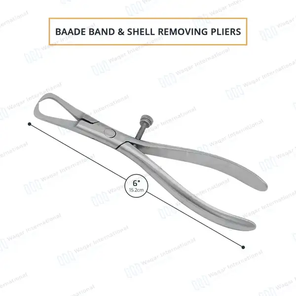 Baade Band & Shell Removing Pliers 6″ with Pointed Beaks - surgical instruments manufactured by Waqar International, Sialkot - view 2
