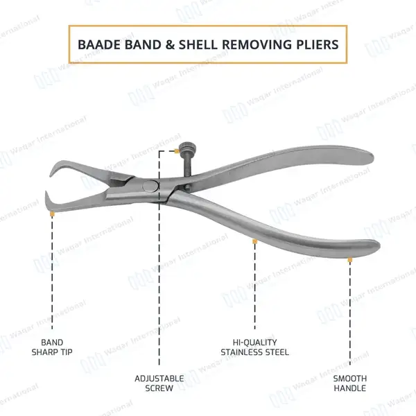 Baade Band & Shell Removing Pliers 6″ with Pointed Beaks - surgical instruments manufactured by Waqar International, Sialkot - view 3