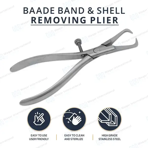 Baade Band & Shell Removing Pliers 6″ with Pointed Beaks - surgical instruments manufactured by Waqar International, Sialkot - view 9