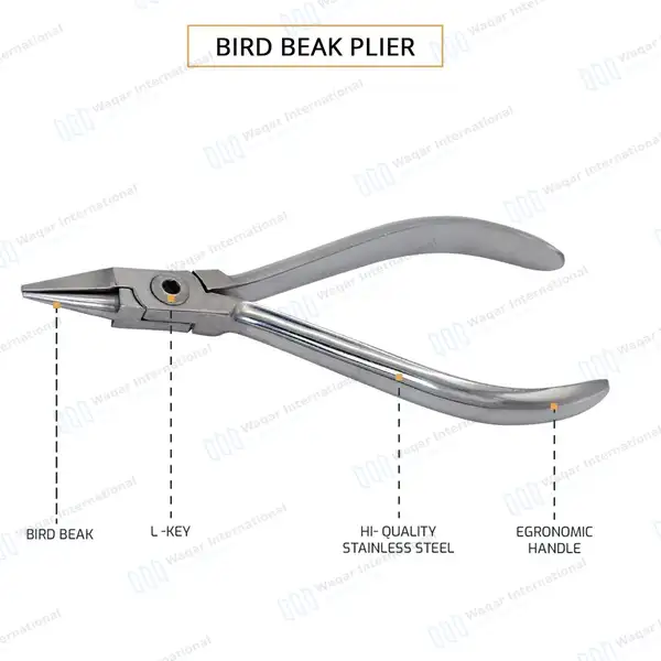 Bird Beak Pliers 5.25″ (13.3cm) Orthodontic Instrument - surgical instruments manufactured by Waqar International, Sialkot - view 4