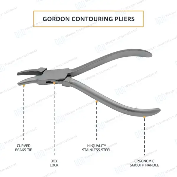 Gordon Prosthetics Contouring Pliers 5.5″ Orthodontia - surgical instruments manufactured by Waqar International, Sialkot - view 4