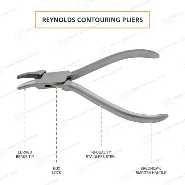 3 Pcs Reynolds Prosthetics Orthodontia Dental Plier 14cm - surgical instruments manufactured by Waqar International, Sialkot - view 3