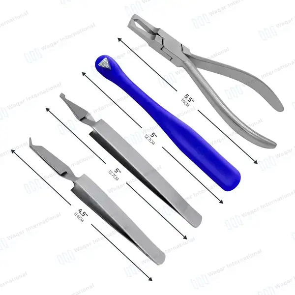 4 Pcs Bracket Removing Plier Bracket Placing Holding Tweezers & Band Puhser Set - surgical instruments manufactured by Waqar International, Sialkot - view 3