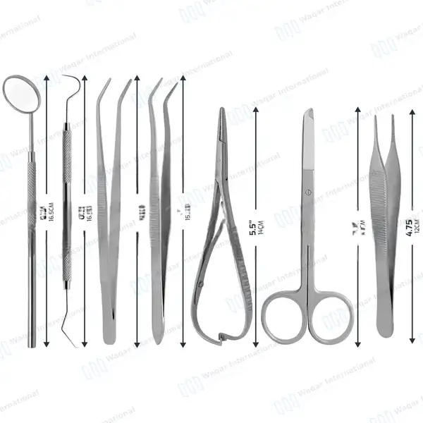 7 Pcs Dental and Surgical Mathieu Needle Tweezers Probes Lab Kit - surgical instruments manufactured by Waqar International, Sialkot - view 3