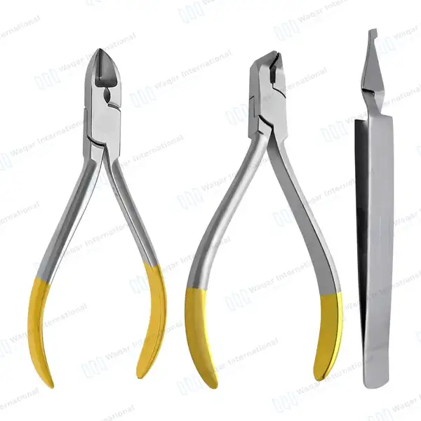 Kit of 3 Bracket Holding Tweezers Distal End Hard Wire Cutter Orthodontic Pliers - surgical instruments manufactured by Waqar International, Sialkot - view 2