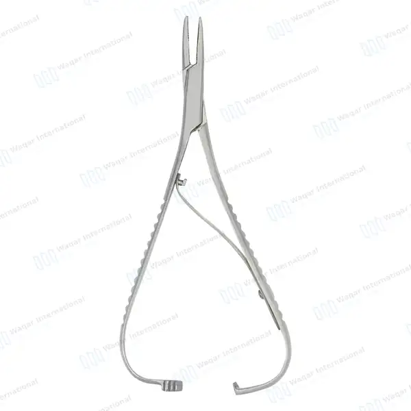 Mathieu Ligature Elastic Placing Plier 5.5″ Curved Serrated Tip - surgical instruments manufactured by Waqar International, Sialkot - view 7