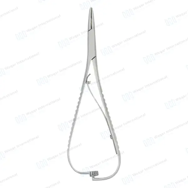 Mathieu Ligature Elastic Placing Plier 5.5″ Curved Serrated Tip - surgical instruments manufactured by Waqar International, Sialkot - view 8