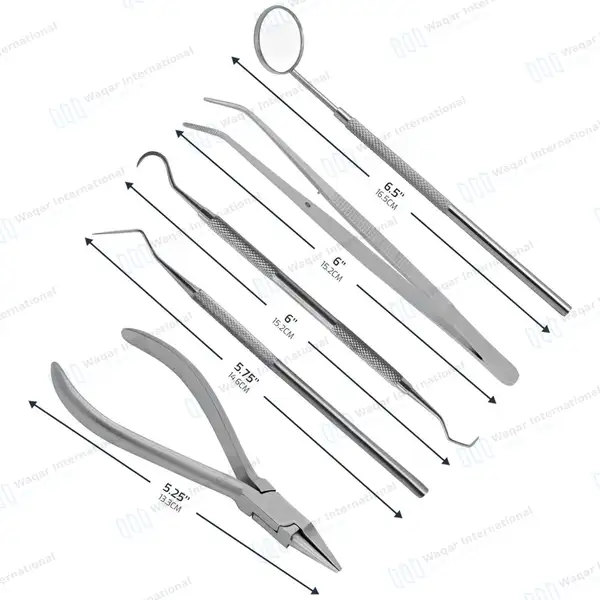 5 Pcs Ortho Kit of Bird Beak Plier Tower Scaler Probe and Mouth Mirror - surgical instruments manufactured by Waqar International, Sialkot - view 3