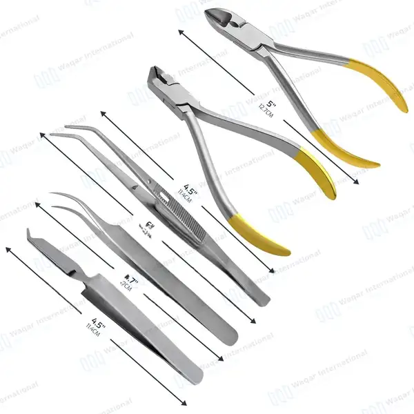 Ortho Kit of 5 Hard Wire Cutter Distal Cutter Bracket Holding Tweezer - surgical instruments manufactured by Waqar International, Sialkot - view 3