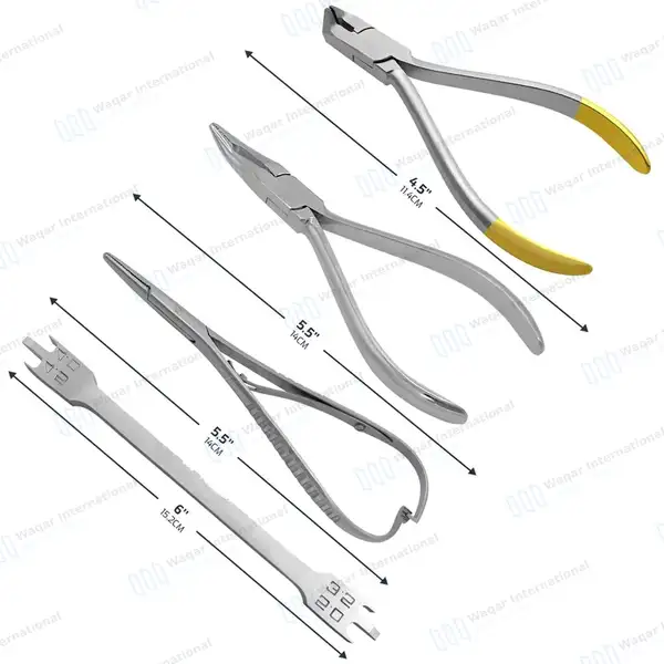 T/C Distal End Cutter Weingart Pliers Mathieu Needle & Gauge 4 Pcs Orthodontic Tools - surgical instruments manufactured by Waqar International, Sialkot - view 3