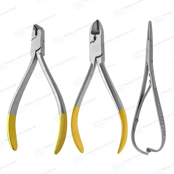 3 Orthodontic Pliers T/C Hard Wire Distal End Cutter Mathieu Needle Holders - surgical instruments manufactured by Waqar International, Sialkot - view 2